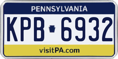 PA license plate KPB6932