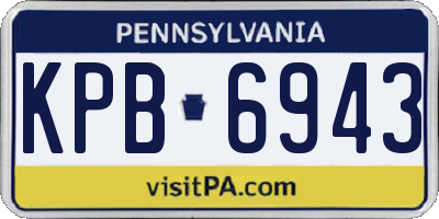 PA license plate KPB6943