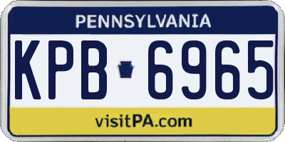 PA license plate KPB6965