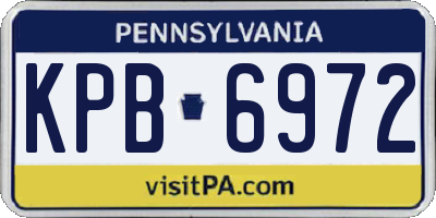 PA license plate KPB6972