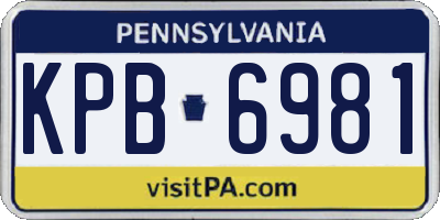 PA license plate KPB6981