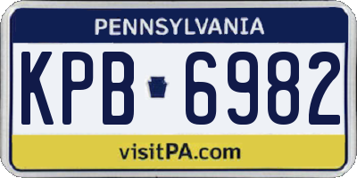 PA license plate KPB6982