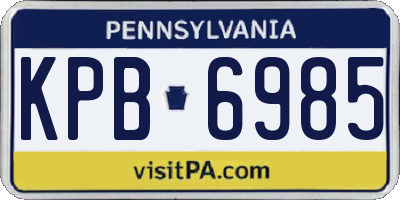 PA license plate KPB6985