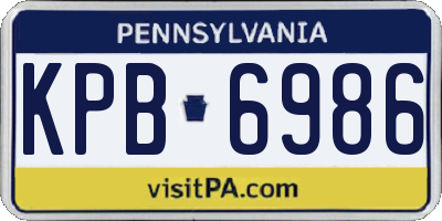 PA license plate KPB6986