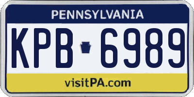 PA license plate KPB6989