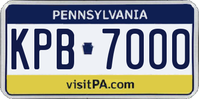 PA license plate KPB7000