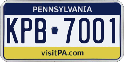 PA license plate KPB7001