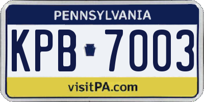 PA license plate KPB7003