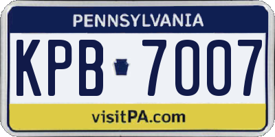 PA license plate KPB7007