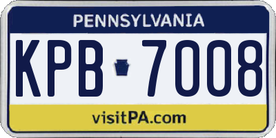 PA license plate KPB7008
