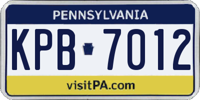 PA license plate KPB7012
