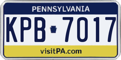 PA license plate KPB7017
