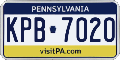 PA license plate KPB7020