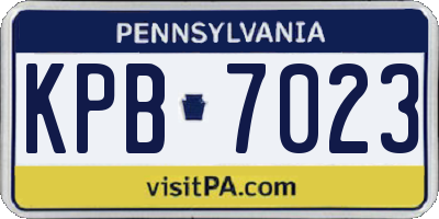 PA license plate KPB7023