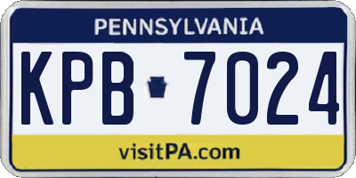 PA license plate KPB7024
