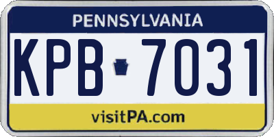 PA license plate KPB7031