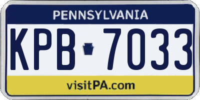 PA license plate KPB7033