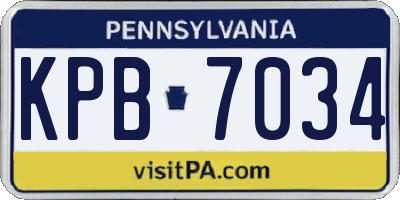 PA license plate KPB7034