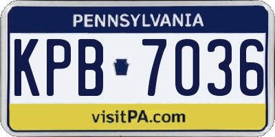 PA license plate KPB7036