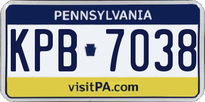 PA license plate KPB7038