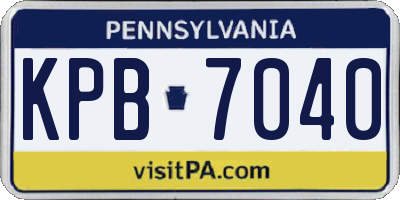 PA license plate KPB7040