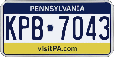 PA license plate KPB7043