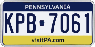 PA license plate KPB7061
