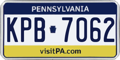 PA license plate KPB7062
