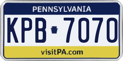 PA license plate KPB7070