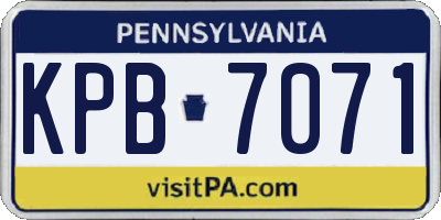 PA license plate KPB7071