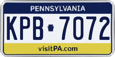 PA license plate KPB7072