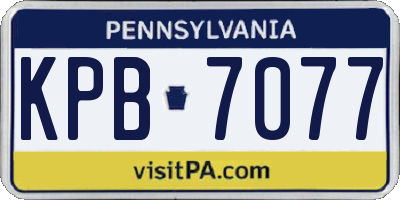 PA license plate KPB7077