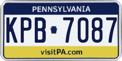 PA license plate KPB7087
