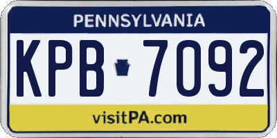 PA license plate KPB7092