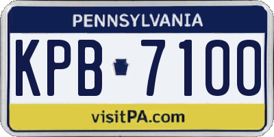 PA license plate KPB7100