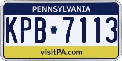 PA license plate KPB7113