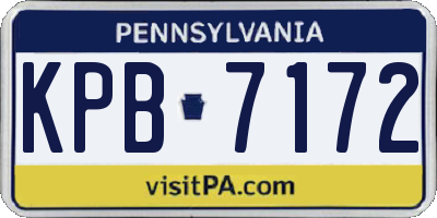 PA license plate KPB7172