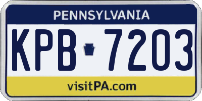 PA license plate KPB7203