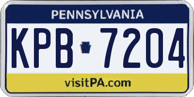 PA license plate KPB7204