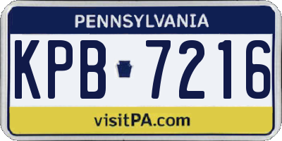 PA license plate KPB7216