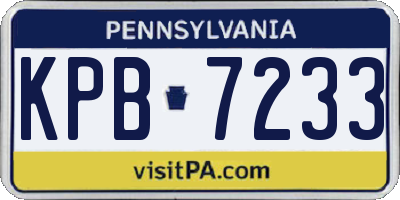 PA license plate KPB7233