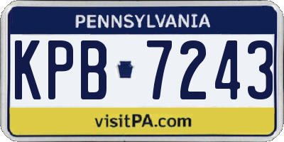 PA license plate KPB7243