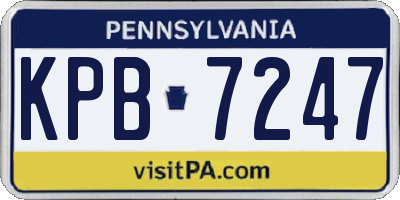 PA license plate KPB7247
