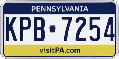 PA license plate KPB7254