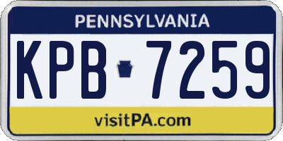 PA license plate KPB7259