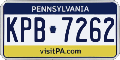 PA license plate KPB7262