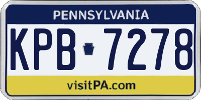 PA license plate KPB7278