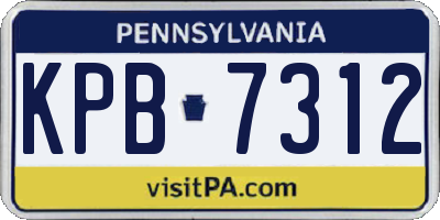 PA license plate KPB7312