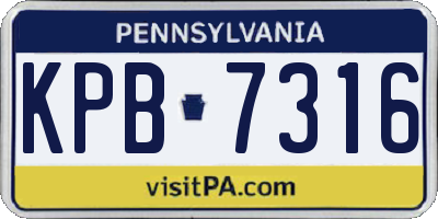 PA license plate KPB7316