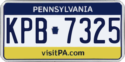 PA license plate KPB7325